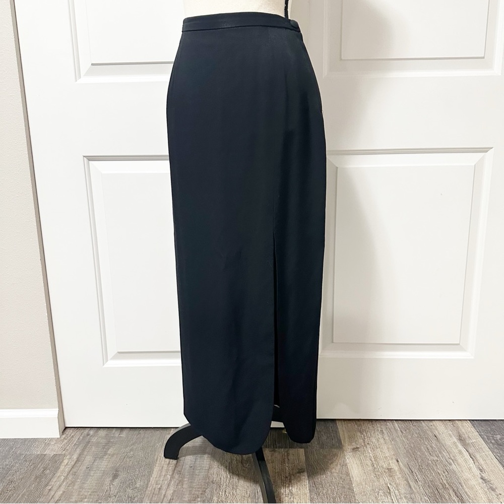 Patra black formal midi skirt with slit size 10 vintage Made in USA